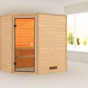 Karibu Sauna "Svea (Eckeinstieg)", inklusive Ofenschutzgitter und Tür