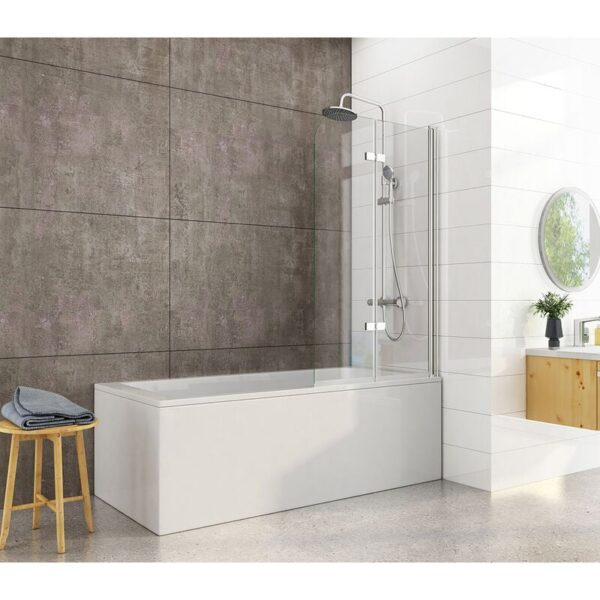 Badewannenaufsätze Faltbar 2-teilig Duschwand B.120xH.140cm Duschabtrennung Glas für Badewanne - Heilmetz