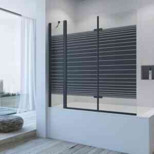 Duschabtrennung Badewannenaufsatz Falttür Glas Duschwand für Badewanne, 5 mm Einscheiben-Sicherheitsglas (esg) mit Nano, BxH: 150x140 cm, Faltbar und