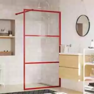 Duschwand für Begehbare Dusche, Duschtrennwand, Walk-In Dusche, Glastrennwand mit esg Klarglas Rot 115x195 cm KLI26437 Maisonchic