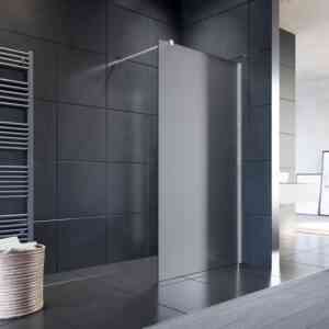 Sonni - 80x200 cm Walk-In Dusche mit Stabilisator aus 8 mm Vollsatiniert Glas inkl. Nanobeschichtung