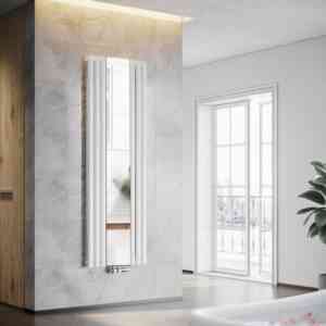 Sonni - Design Heizkörper Vertikal 1800 Paneelheizkörper mittelanschluss Röhrenheizkörper mit Spiegel Weiß 1800x500mm,Einlagig,850 Watt,17-23m²