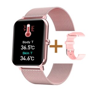 TPFNet Smart Watch / Fitness Tracker IP67 - Milanaise Armband + Silikon Armband - Android & IOS - verschiedene Farben - Rosa