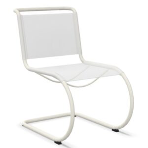 Auf einen Blick THONET Stahlrohr-Freischwinger S 533 N - All Seasons Sitz und Rücken Kunststoffnetzgewebe weiß Garnitur läßt sich durch Spannbügel unter dem Sitz straffen Freischwinger-Gestell Pulverbeschichtet weiß Inklusive Universalgleiter schwarz Weitere Varianten dieses Stuhles auf Anfrage Nicht stapelbar Für den Außenbereich geeignet  Sitzhöhe 45 cm Gesamthöhe 83 cm Breite 50 cm Tiefe 77 cm Gewicht 6