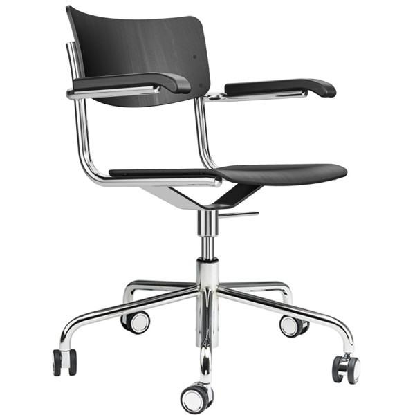 Auf einen Blick THONET Drehsessel S 43 FDR schwarz mit Armlehnen Sitz