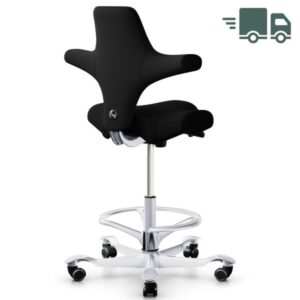 ALLGEMEIN Ergonomische Design-Stehhilfe mit Sattelsitz und Fußring Sattelform:  Der Sitz des Capiscos ermöglicht eine Vielzahl von Sitzpositionen: Nach vorne