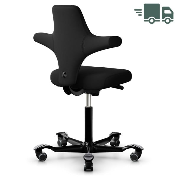 Auf einen Blick HAG Capisco 8126 Bürostuhl Flacher Sitz BalancedMovement Mechanik (freifließender Bewegungsablauf nach hinten) Bezugsstoff Xtreme 009 schwarz (100% recyceltes Polyster FR) Gestell schwarz Gasfeder: 200 mm (Standard) Sitzneigung nach hinten arretierbar Sitztiefenverstellung Rückenlehnenhöhenverstellung Aluminiumfußkreuz mit anatomisch geformten Auflageflächen Universelle Rollen Umweltfreundlicher Bürostuhl mit dem RWH  Green-Label  (besitzt "Level" ® oder "EU Ecolabel" Umwelt- Zertifizierung) Herstellergarantie: 10 Jahre Der HÅG Capisco Sattelstuhl ist nicht nur einzigartig im Design – er hat in den letzten Jahren einen sehr hohen Bekanntheitsgrad erlangt – viele