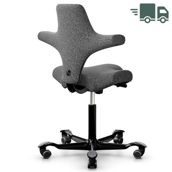 ALLGEMEIN Ergonomischer Design-Bürostuhl mit Sattelsitz  Sattelform:  Der Sitz des Capiscos ermöglicht eine Vielzahl von Sitzpositionen: Nach vorne