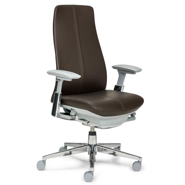 Auf einen Blick Der Haworth Fern ist einer unserer absoluten Lieblingsstühle - als hochwertiger Bürodrehstuhl im oberen Preissegment ist er unserer Erfahrung nach unbedingt seinen Preis wert.  Er bietet absoluten Komfort und die perfekte ergonomische Ausstattung auch für längere Arbeitstage! Hochwertiger Bürodrehstuhl mit Polsterrücken Leder innen  und mehrdimensionaler Rückenunterstützung durch 4-schichtigen Aufbau der Rückenlehne (Erklärung siehe unten) Für jede Körpergröße geeignet! Besonders geeignet für große Menschen in Verbindung mit der Option erhöhte Gasfeder 46-65 cm (siehe Optionen) Hohe Belastbarkeit bis 150 kg! Zertifiziert für die 24h-Nutzung (FIRA) Umweltfreundlicher Bürostuhl mit dem RWH  Green-Label  (besitzt "Level" ® oder "EU Ecolabel" Umwelt- Zertifizierung) 10 Jahre Herstellergarantie Material und Farben Bezug Sitz & Rücken in Leder Fa...