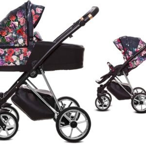 TPFLiving 2in1 Kinderwagen Dark Rose - Gestell Silber