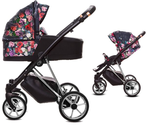 TPFLiving 2in1 Kinderwagen Dark Rose - Gestell Silber