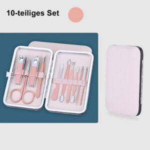 TPFBeauty Maniküre- & Pediküre-Set 10-teilig aus Kunstleder - verschiedene Farben - Rosa