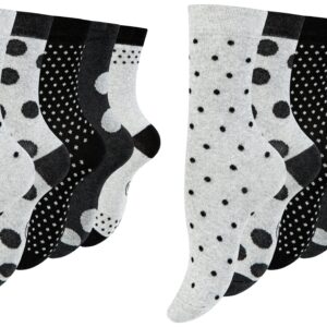 Paolo Renzo® Damen Baumwoll Socken "DOT STRIPE" 5/10 oder 15 Paar - Größen 35/38 und 39/42 - Punkte & Kreise / 39-42 / 10