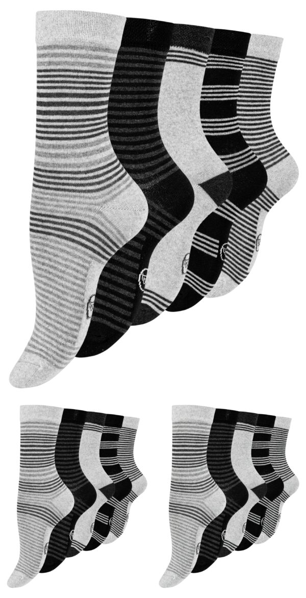 Paolo Renzo® Damen Baumwoll Socken "DOT STRIPE" 5/10 oder 15 Paar - Größen 35/38 und 39/42 - Streifen / 39-42 / 15