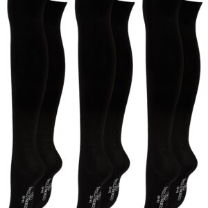 Paolo Renzo® Damen Baumwoll Overknees mit Anti-Rutsch-Bund 1 oder 3 Paar - Größe 36/41 - Schwarz / 36-41 / 3