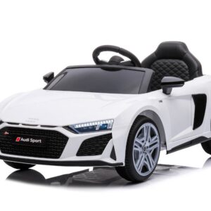 TPFLiving Elektro-Kinderauto Audi R8 Spyder - Kinderauto - Elektroauto - Ledersitz und Sicherheitsgurt - weiss