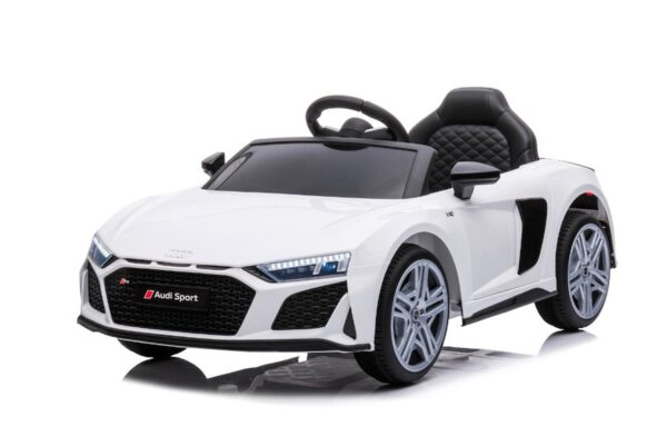 TPFLiving Elektro-Kinderauto Audi R8 Spyder - Kinderauto - Elektroauto - Ledersitz und Sicherheitsgurt - weiss