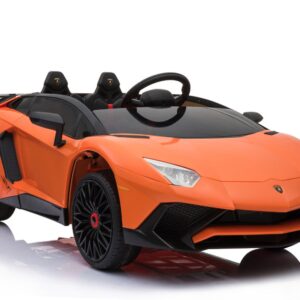 TPFLiving Elektro-Kinderauto Lamborghini Aventador SVJ - Kinderauto - Elektroauto - Ledersitz und Sicherheitsgurt - orange