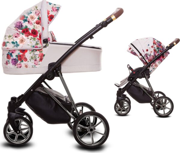 TPFLiving 2in1 Kinderwagen Light Rose - Gestell Chrom