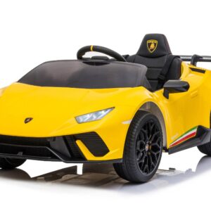 TPFLiving Elektro-Kinderauto Lamborghini Huracan - Kinderauto - Elektroauto - Ledersitz und Sicherheitsgurt - gelb