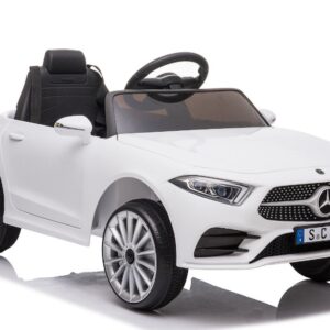 TPFLiving Elektro-Kinderauto Mercedes CLS350 - Kinderauto - Elektroauto - Ledersitz und Sicherheitsgurt - weiss