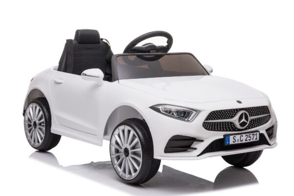 TPFLiving Elektro-Kinderauto Mercedes CLS350 - Kinderauto - Elektroauto - Ledersitz und Sicherheitsgurt - weiss