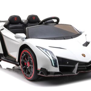 TPFLiving Elektro-Kinderauto Lamborghini Veneno Doppelsitzer - Kinderauto - Elektroauto - Ledersitz und Sicherheitsgurt - weiss