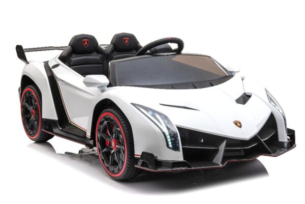 TPFLiving Elektro-Kinderauto Lamborghini Veneno Doppelsitzer - Kinderauto - Elektroauto - Ledersitz und Sicherheitsgurt - weiss