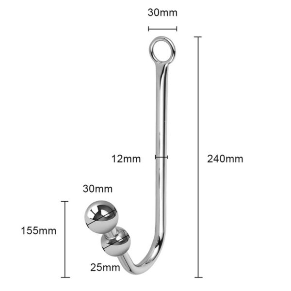 TPFSecret Analhaken aus Edelstahl Metall - verschiedene Größen - 1x Analhaken mit zwei Kugeln