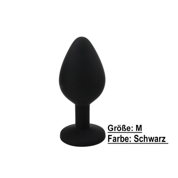 TPFSecret Juwel Analplug für Männer und Frauen - mit Schmuckstein - verschiedene Größen und Farben - Schwarz / 3.5 cm