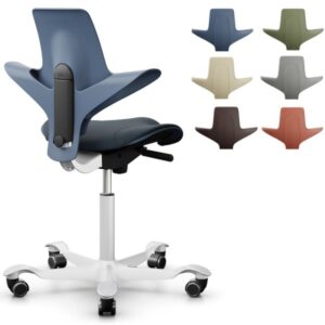 ALLGEMEIN ZU DIESEM MODELL Ergonomischer Design-Bürostuhl aus Kunststoff mit Sattelsitz Polsterung der Sitzfläche mittels fixiertem Sitzkissen  (dies ist der Unterschied zum Modell 8010