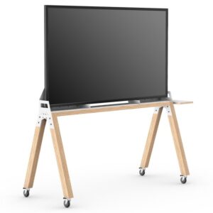 Auf einen Blick Interstuhl WHAT IF WE FLY Monitor on Wheels - Monitorhalterung WT107 Mobile Monitorhalterung VESA-Mount für Monitore von 55" bis 75" Laptophalterung zum seitlichen Einhängen Metallteile in Weiß Gestell aus unbehandelter Esche natur Universalrollen mit Feststeller galvanisch verzinkt Breite: 177 cm Tiefe: 21 cm Höhe: 173 cm Die stabile