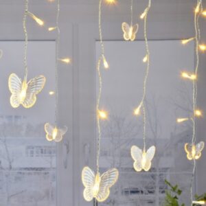 LED Lichtervorhang Schmetterling - 70 warmweiße LED - L: 2