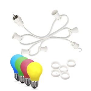 Illu-/Partylichterkette 10m - Außenlichterkette weiß - Made in Germany - 10 x bunte LED Tropfenlampen