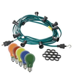 Illu-/Partylichterkette 5m - Außenlichterkette grün - Made in Germany - 10 x bunte 25W Glühlampen