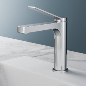 Exquisiter Griff mit 20° Neigung: Unser erstklassiger Wasserhahn besticht durch sein elegantes Design und den geneigten Griff. Die Waschtischarmatur mit ästhetischer Optik bietet einfache