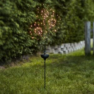 LED Solarstab FEUERWERK Gartendeko - 90 warmweiße LED in 3 Kugeln - H: 95cm - Dämmerungssensor