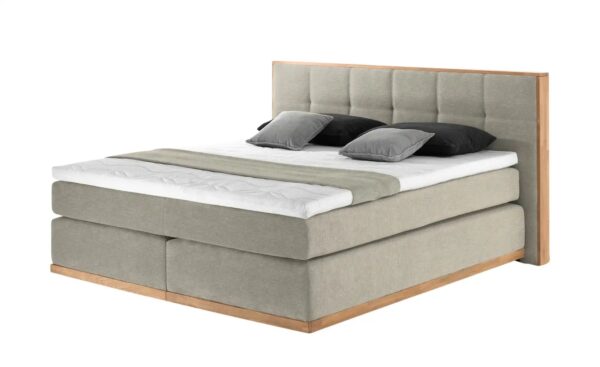 uno Massivholz-Boxspringbett  Luca ¦ beige ¦ Maße (cm): B: 200 H: 112 Betten > Boxspringbetten > Boxspringbetten 180x200 - Höffner