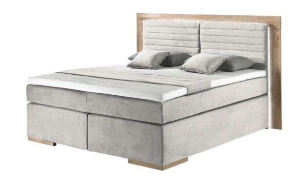 uno Massivholz-Boxspringbett mit LED-Beleuchtung Marlow ¦ beige ¦ Maße (cm): B: 190 H: 130 Betten > Boxspringbetten > Boxspringbetten 160x200 - Höffner