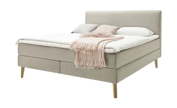 Boxspringbett  Oxfordshire ¦ beige ¦ Maße (cm): B: 163 H: 114 T: 213 Betten > Boxspringbetten > Boxspringbetten 160x200 - Höffner