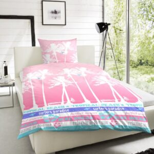 Primera Renforce Bettwäsche 155x220 cm Palmen Tropical Beach pink 123036-23 EAN:4002895044165