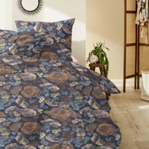 Primera Edelflanell Bettwäsche 135x200 Blumen Rosen dunkelblau rost 174141-37 EAN:4002895180160