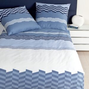 Janine J.D. Mako-Satin Bettwäsche 240x220 Streifen weiß blau 87011-02 EAN:4004565287742