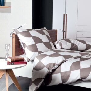 Janine J.D. Mako-Satin Bettwäsche 240x220 Rauten geometrisch taupe weiß 87019-07 EAN:4004565376385