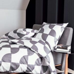 Janine J.D. Mako-Satin Bettwäsche 240x220 Rauten geometrisch grau weiß 87019-08 EAN:4004565376392