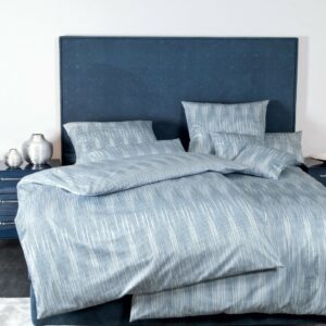 Janine Messina Mako-Satin Bettwäsche 155x220 Streifen perlblau blau 43031-02 EAN:4004565516460