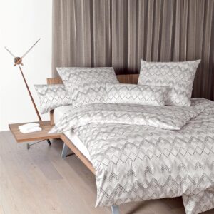 Janine Messina Mako-Satin Bettwäsche 135x200 Rauten Zickzack taupe grau 43032-07 EAN:4004565516590