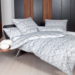 Janine Messina Mako-Satin Bettwäsche 135x200 Rauten Zickzack silber 43032-08 EAN:4004565516606