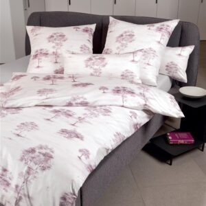 Janine Messina Mako-Satin Bettwäsche 135x200 Bäume rosa aubergine 43059-05 EAN:4004565562436