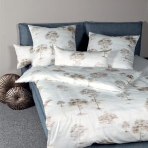 Janine Messina Mako-Satin Bettwäsche 155x220 Bäume beige braun 43059-07 EAN:4004565562481